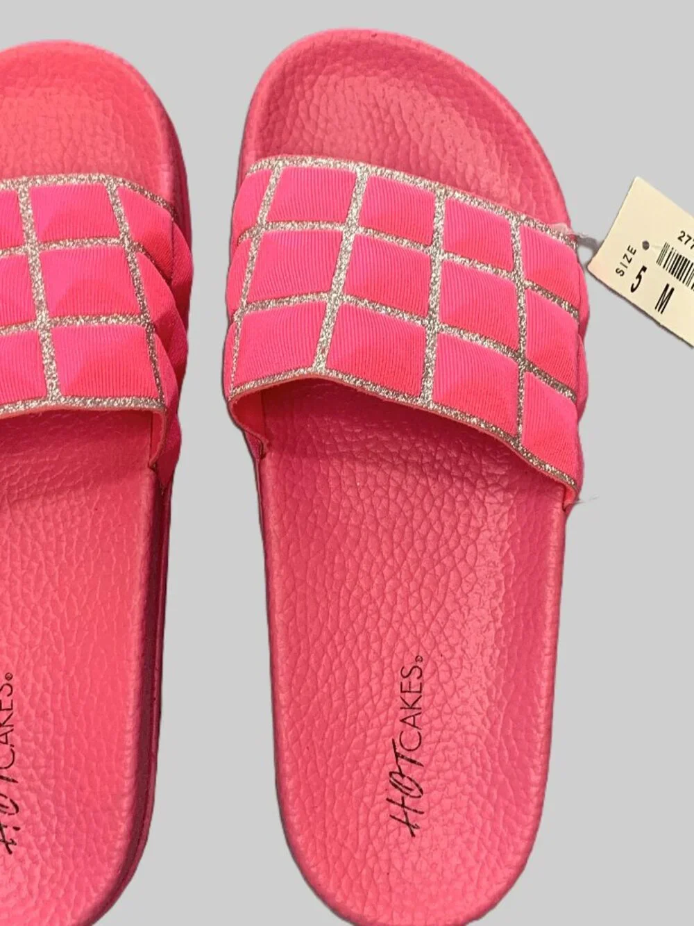 Brand New Girls’ Hotcakes Slide Slippers Pink Sparkles Size 5